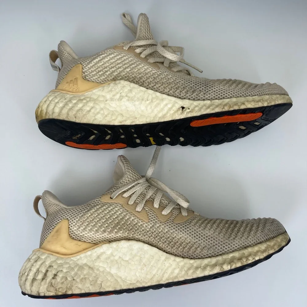 Adidas Alphaboost‎ Running Shoes Mens 8 Cream Beige Boost Continental Sneakers